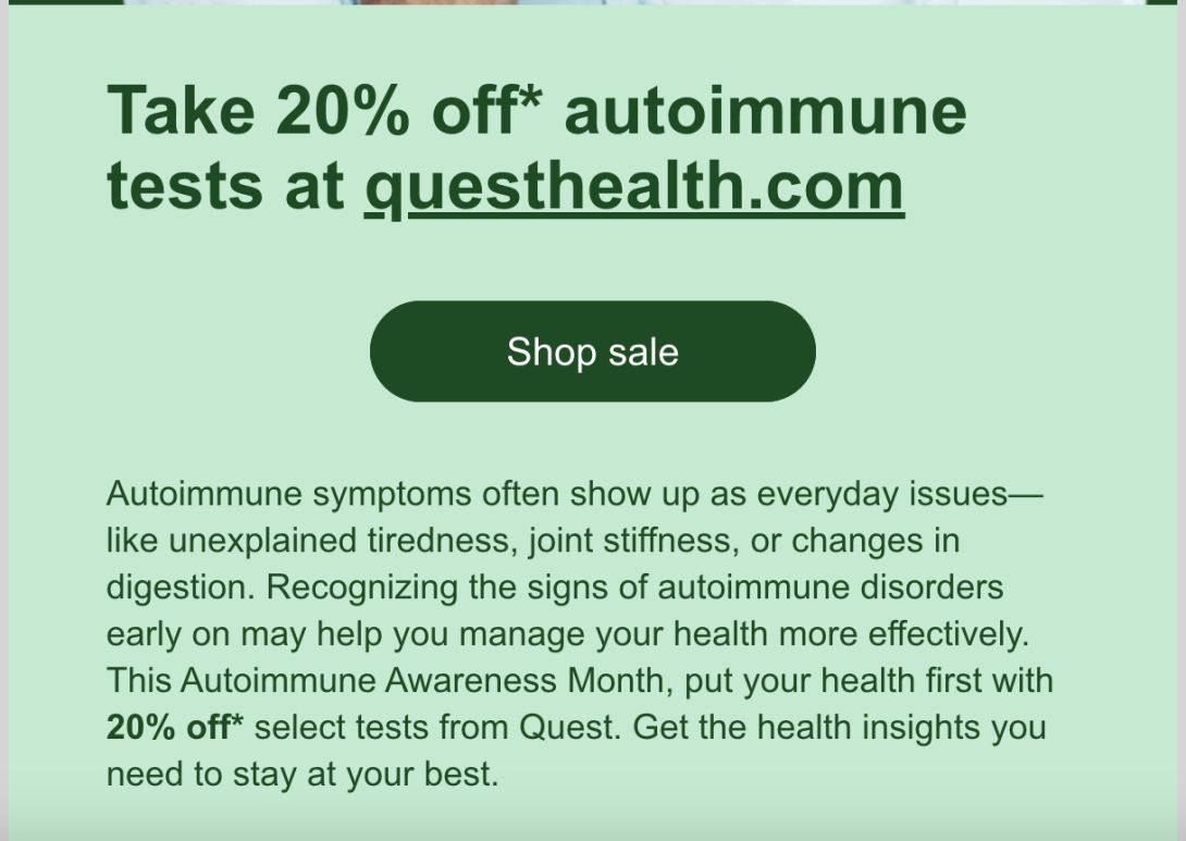 quest diagnostics 20off